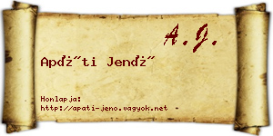 Apáti Jenő névjegykártya