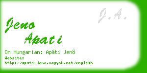 jeno apati business card