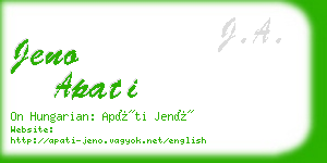 jeno apati business card